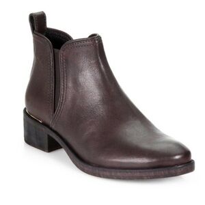 Tory Burch • Griffith chelsea boots ankle booties dark brown leather logo low
